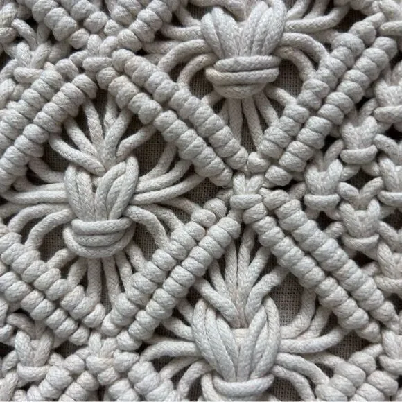 Boho Crochet Cream Macramé Clutch Bag Festival Zipper Purse Summer - Picture 10 of 13